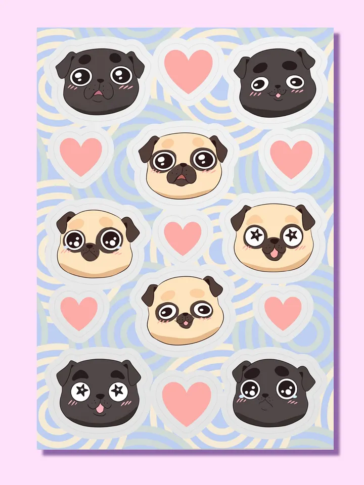 Pug Love Sticker Sheet product image (1)