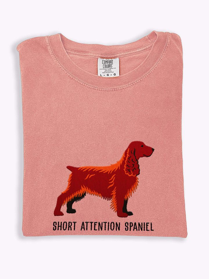 Short Attention Spaniel T-Shirt(Embroidered) of a Field Spaniel(Liver) product image (1)