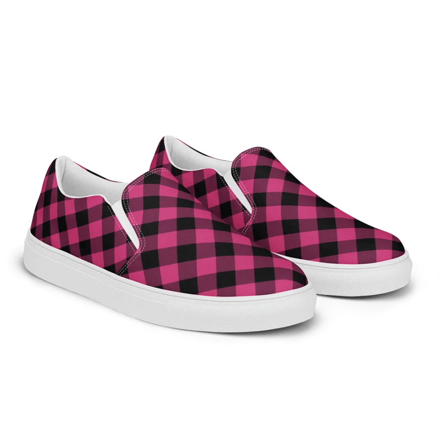 Pink Buffalo Plaid Men's Slip-On Shoes product image (3)