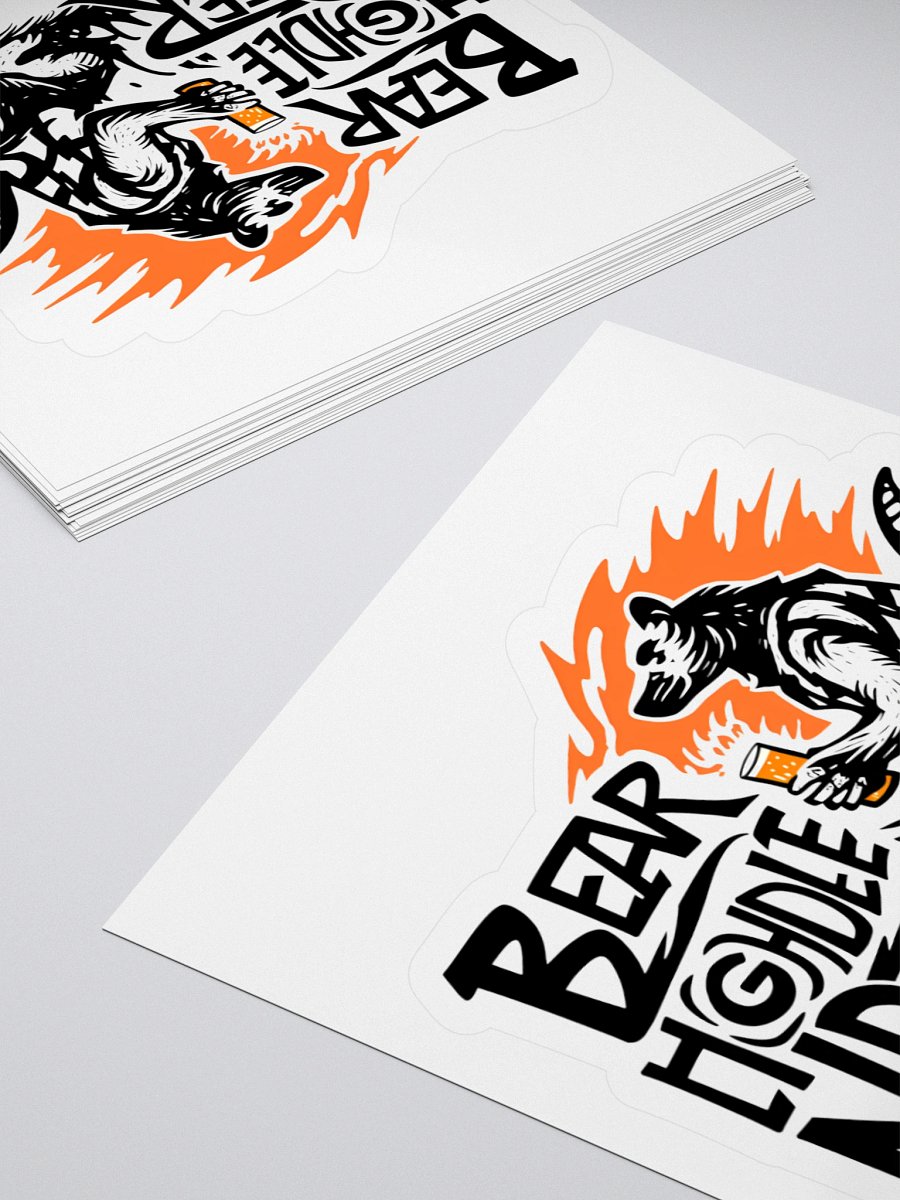 Flame-Backed Bear Holding Beer | Bold Lettering Art Sticker product image (10)