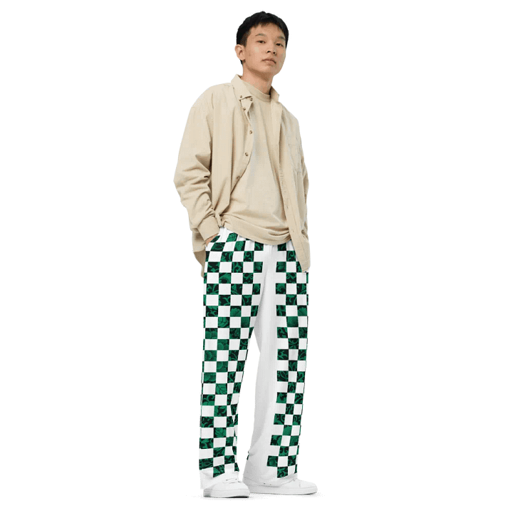Premium CONTRAST™ Green Checkered Pants Unisex 2XS - 6XL Sizes product image (2)