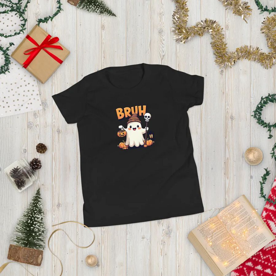 Spooky Ghost Bruh Halloween Youth T-Shirt product image (9)