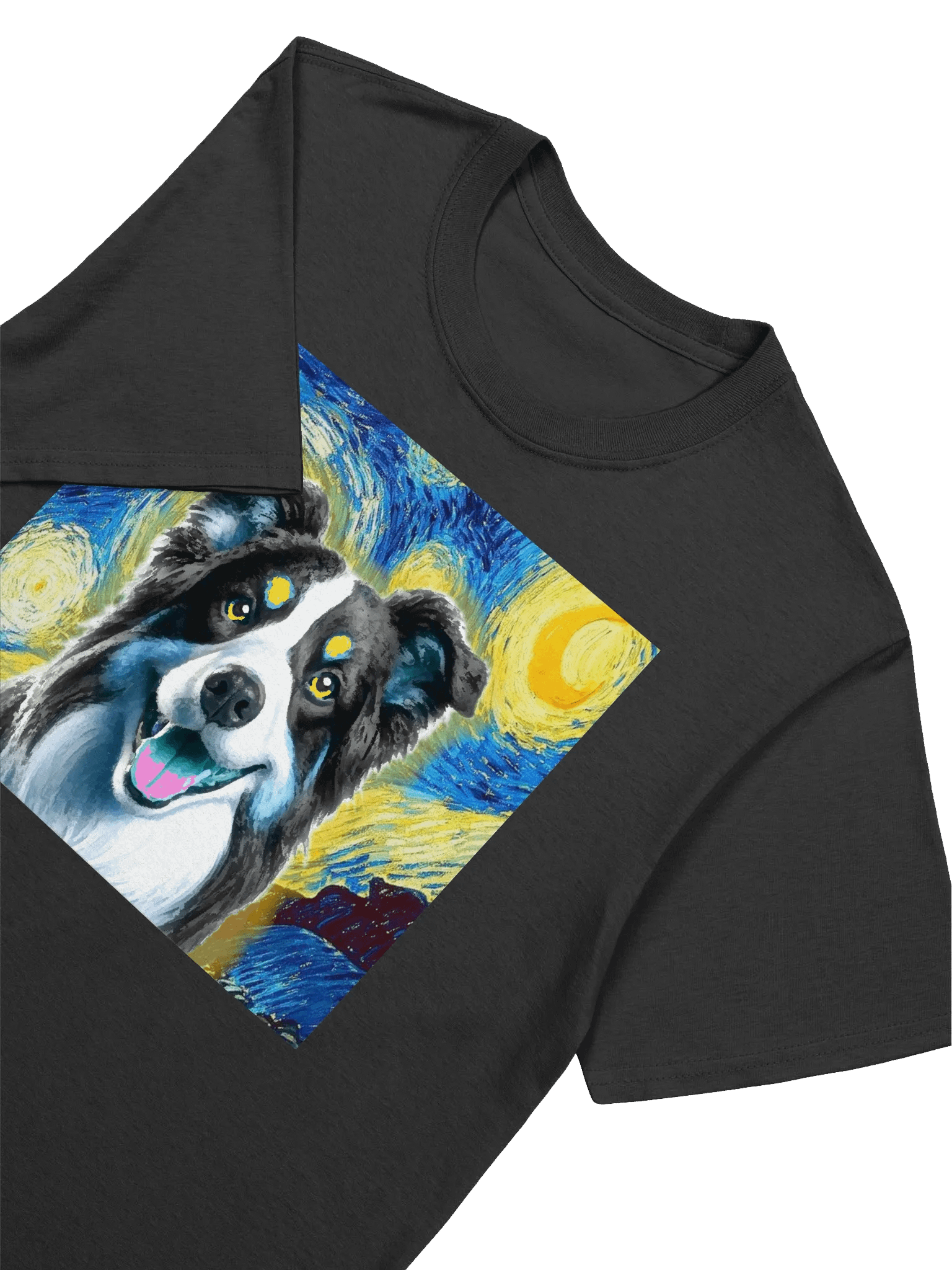 Surrealism Australian English Shepherd Starry Night Impressionist Dog Art T-Shirt product image (3)