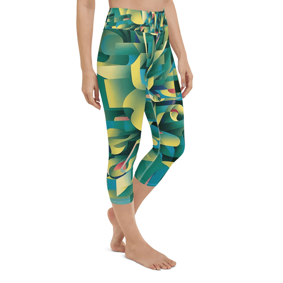 Abstract Lithographic Pattern Design Yoga Capri Legging - V8 product image (3)