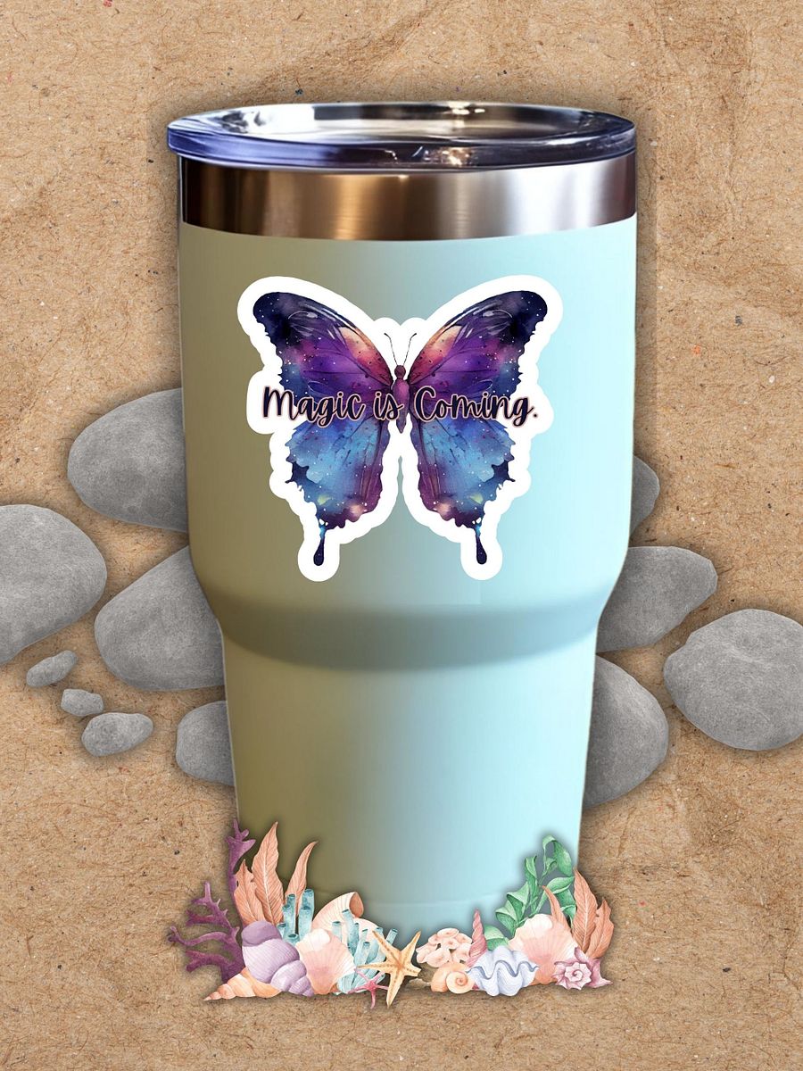 Magic is Coming – Purple Butterfly Inspirational Quote Sticker product image (6)