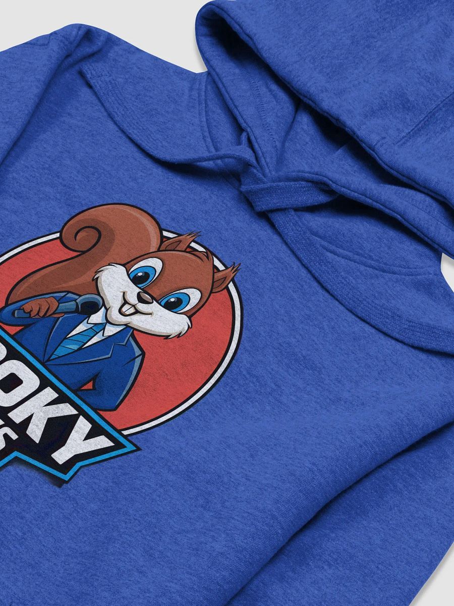 Super Soft Hoodie: Pooky News, Pooky in a suit with a red circular background product image (3)