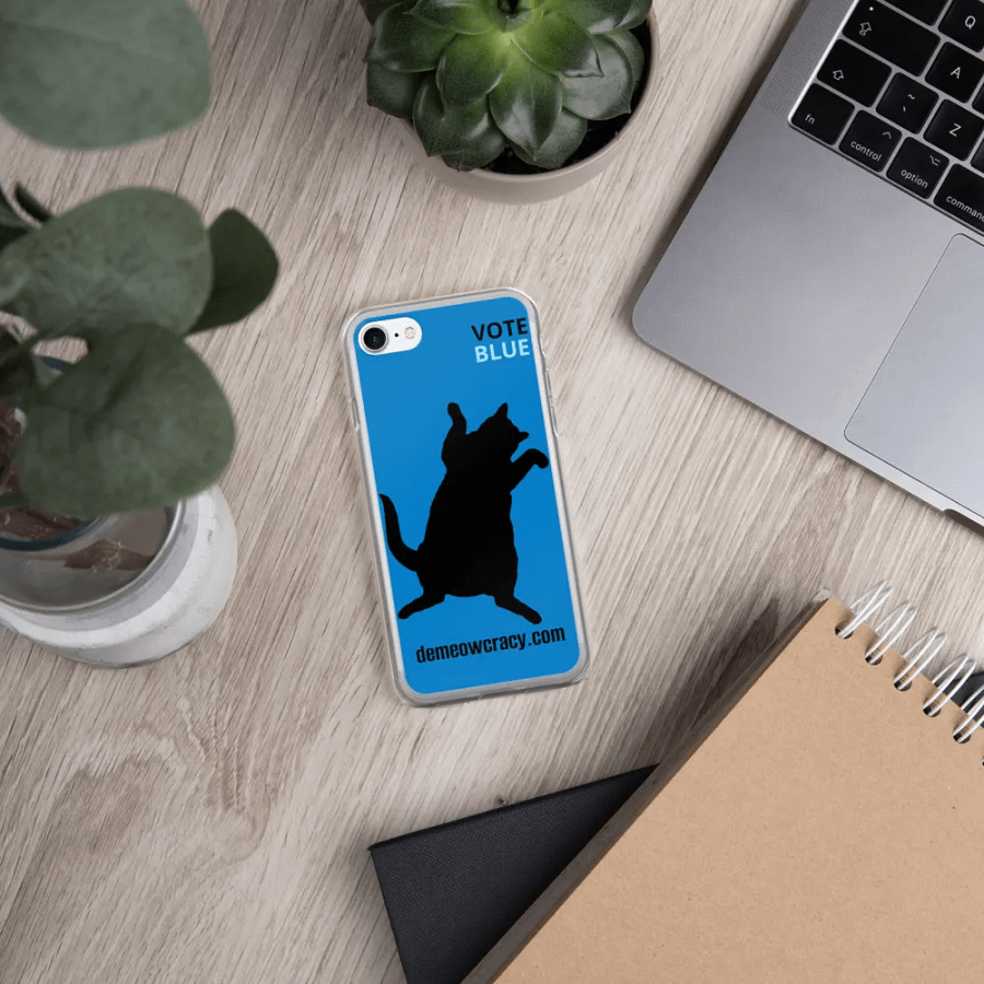 Vote Blue Dancing DeMeowcracy Cat iPhone Case - Turquoise Blue product image (6)