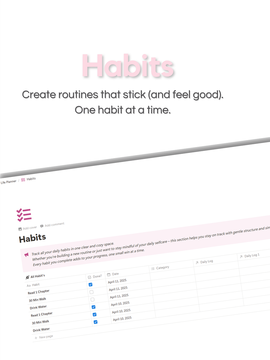All-in-One Life Planner Template for Notion – Daily Planner, Tasks, Habits & Meal Tracker product image (7)