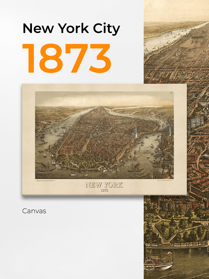 New York 1873 Canvas Print – Hand-Drawn Historic City Map product image (1)