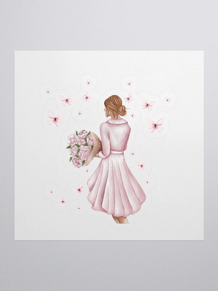 Woman Surrounded By Butterflies Sticker product image (1)