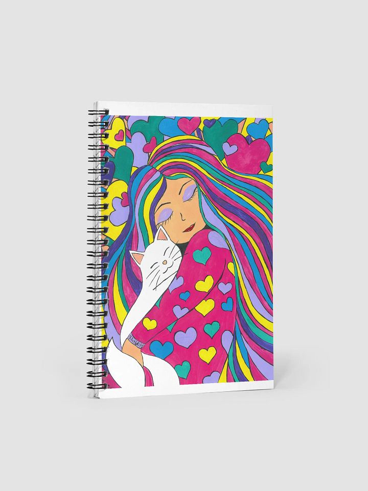 Girl with the white cat (art by Dina R.) acrylic painting picture - Spiral Notebook product image (1)