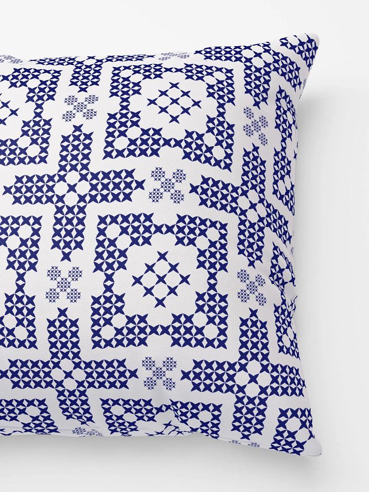 Blue & White Cross Stitch Traditional Motif Pillow product image (2)