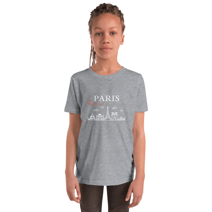 Love Paris with Monuments Youth T-Shirt | White Ink product image (12)
