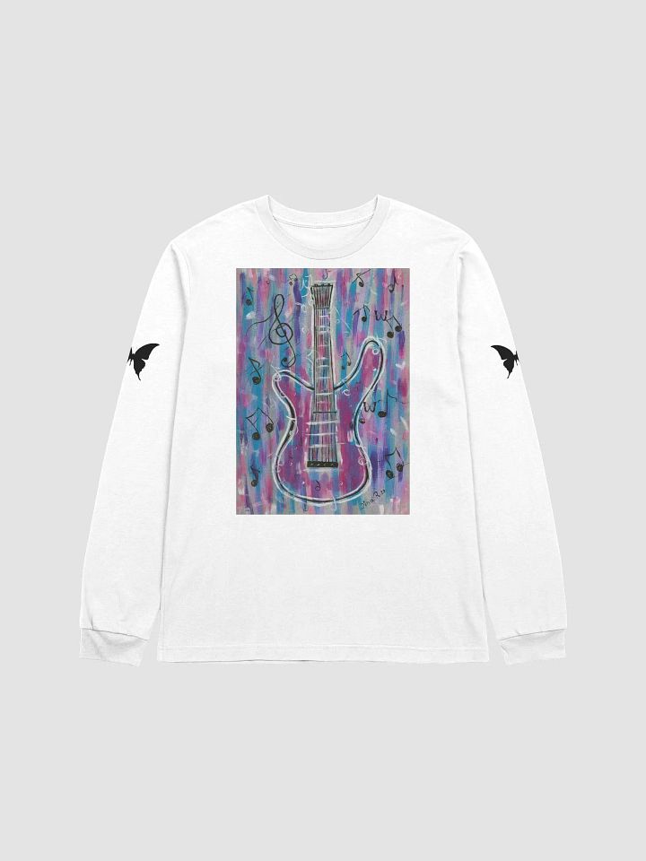 my guitar (art by Dina R.) with butterflies - Cotton Long Sleeve T-Shirt product image (1)