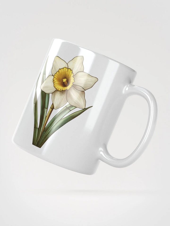 Stained Glass Daffodil White Glossy Mug product image (5)