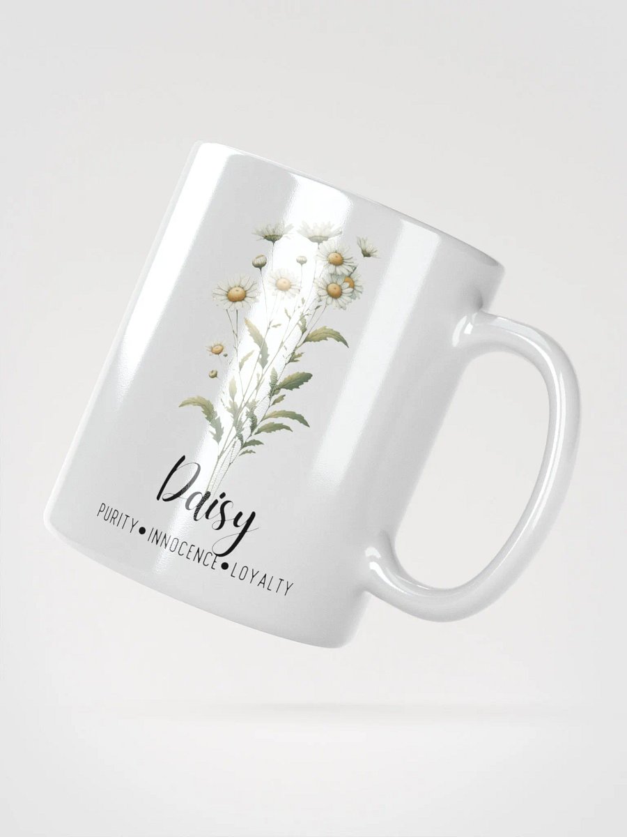 Daisy Ceramic White Mug: Purity, Innocence, Loyalty April Birth Month Flower product image (4)