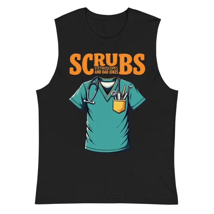 dad jokes, Stylish Scrubs and Stethoscopes Muscle Tank product image (3)