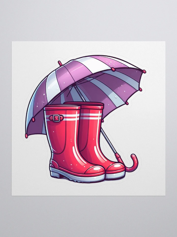 Charming Rain Boots and Umbrella Sticker product image (1)