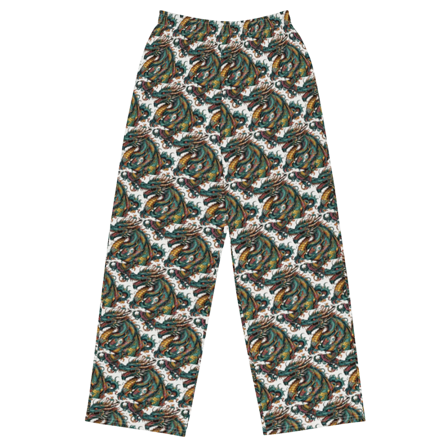 Dragon Print Unisex Wide-Leg Pants - Comfortable & Stylish with Side Pockets product image (2)