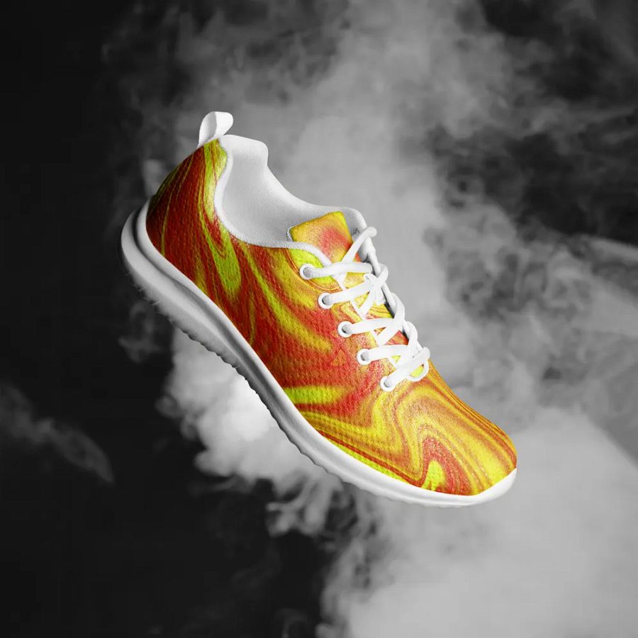 Women's Athletic Shoes - Yellow and Red Digital Fluid Art product image (3)
