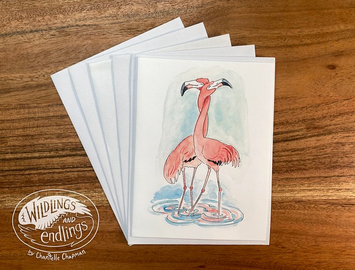 It Takes Two to Flamingo - Set of 5 A2 Notecards with Envelopes product image (1)