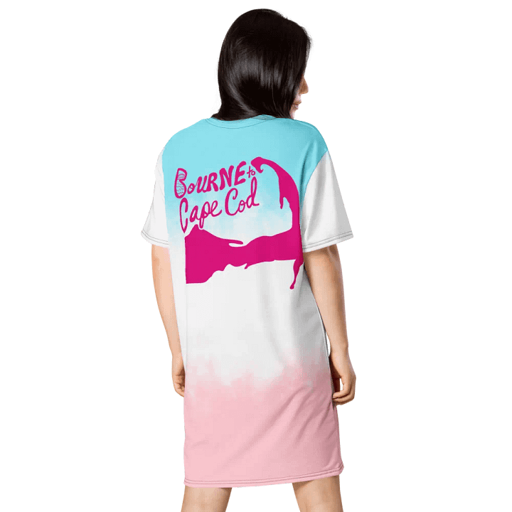 BOURNE to Cape Cod™ | Coastal Dream T-Shirt Dress | Pink & White Tie-Dye | Beachy-Chic & Bold product image (2)