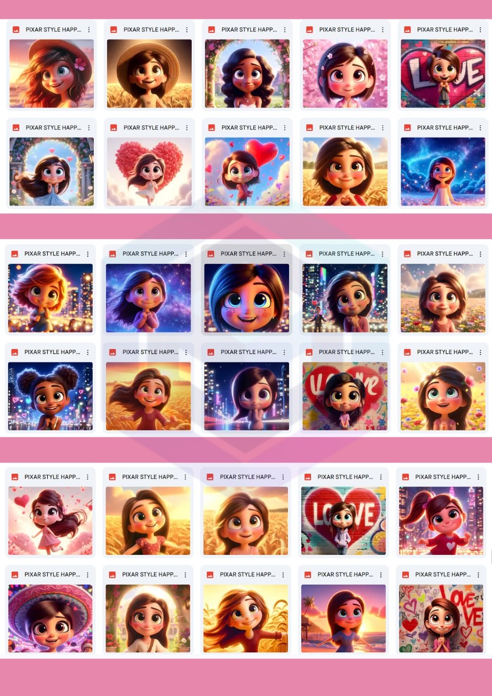 200 PIXAR STYLE HAPPY & LOVELY GIRL IMAGES BUNDLE FOR UPLIFTING CREATIONS product image (3)