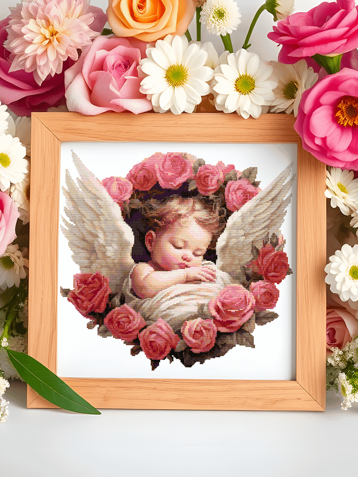 Baby Rose Angel Cross Stitch Pattern product image (1)