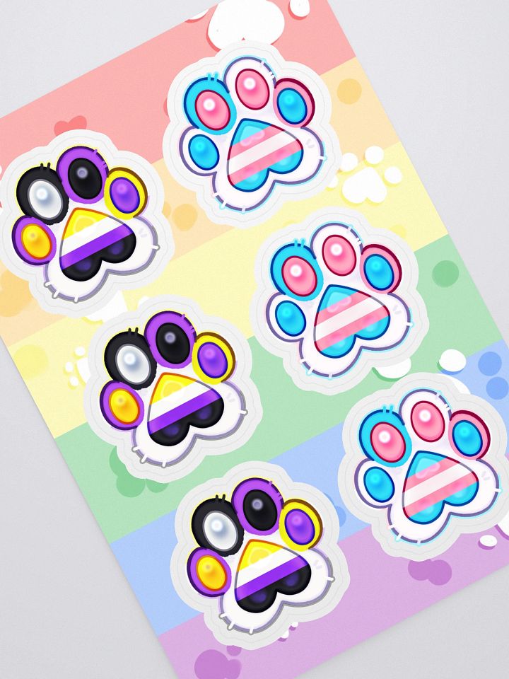 Trans & Nonbinary Medley Pride Paw Prints Sticker Sheet product image (1)