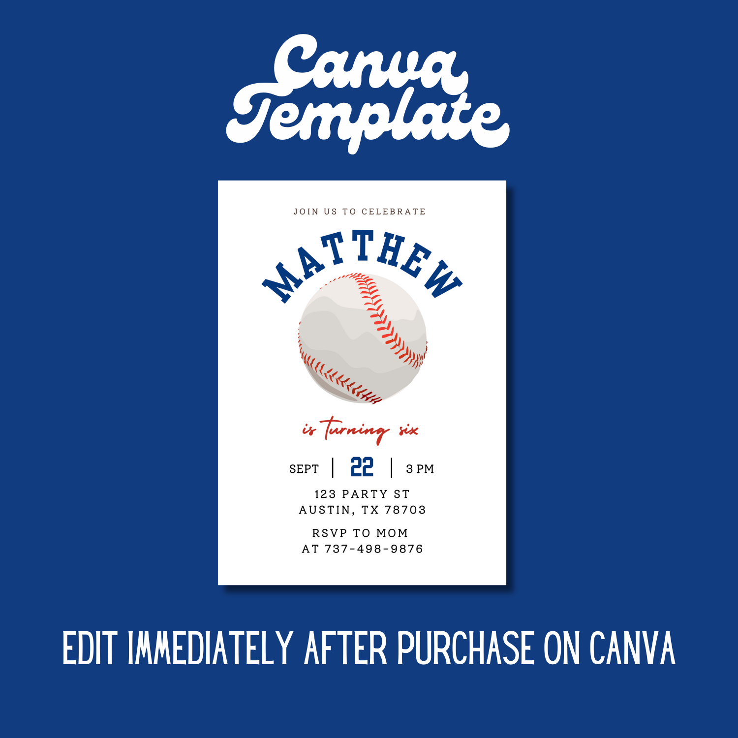 Baseball Birthday Invitation Template – Canva Editable Sports Birthday Invite product image (4)
