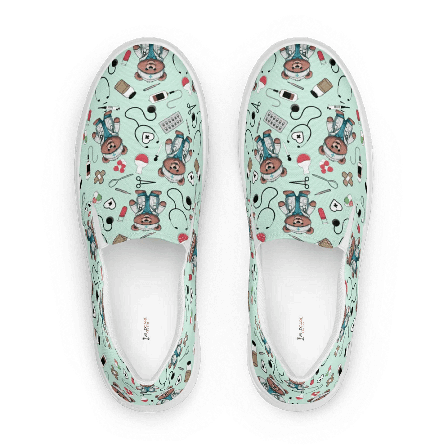 Cute Medical Bears Slip-On Canvas Shoes (Green) product image (5)