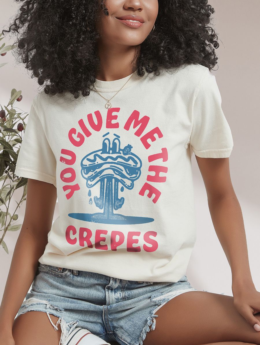 You Give Me the Crepes | Funny Retro-Style Hipster T-Shirt of a Crepe Mascot for Introverts and the Anti-Social product image (15)