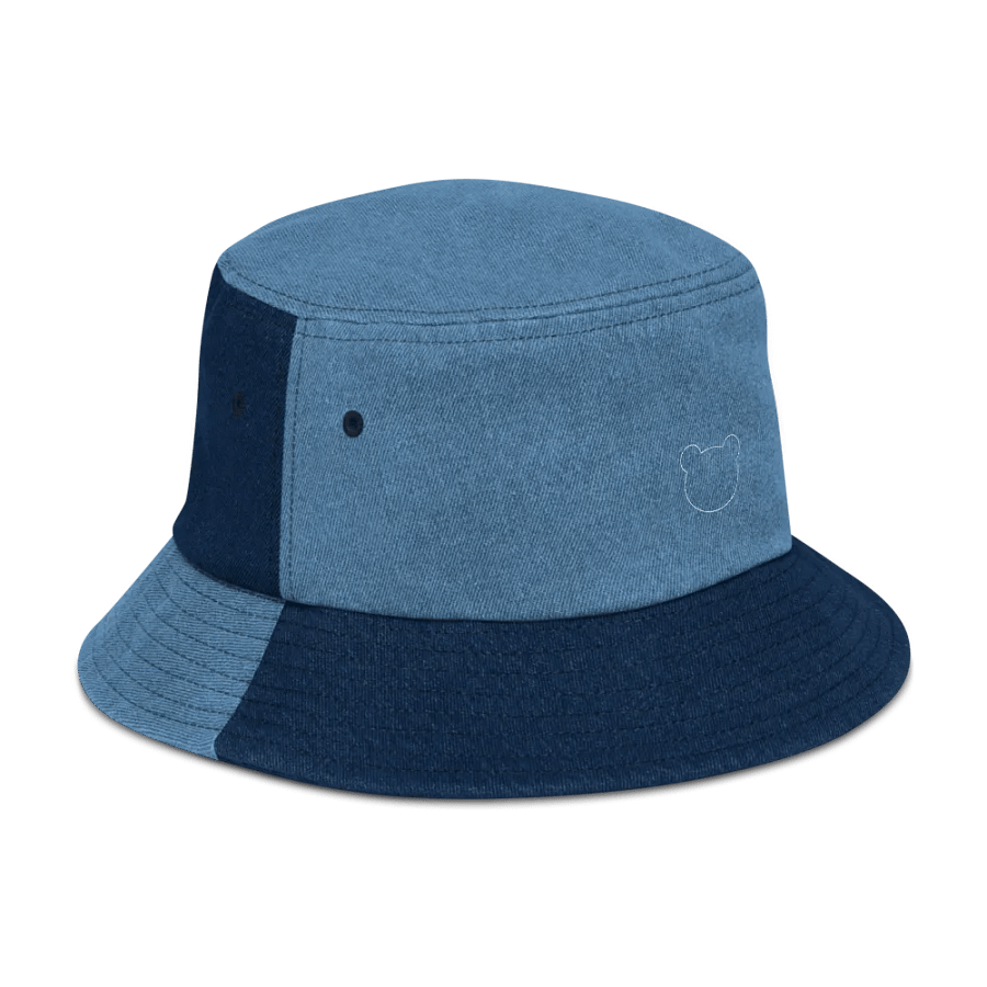 Outline Teddy Bear Embroidered Denim Fisherman Hat product image (3)