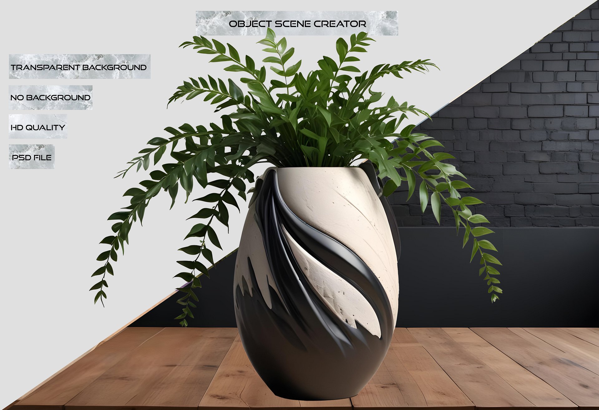 Monochrome Elegance Vase – Black & White Signature, PNG product image (2)