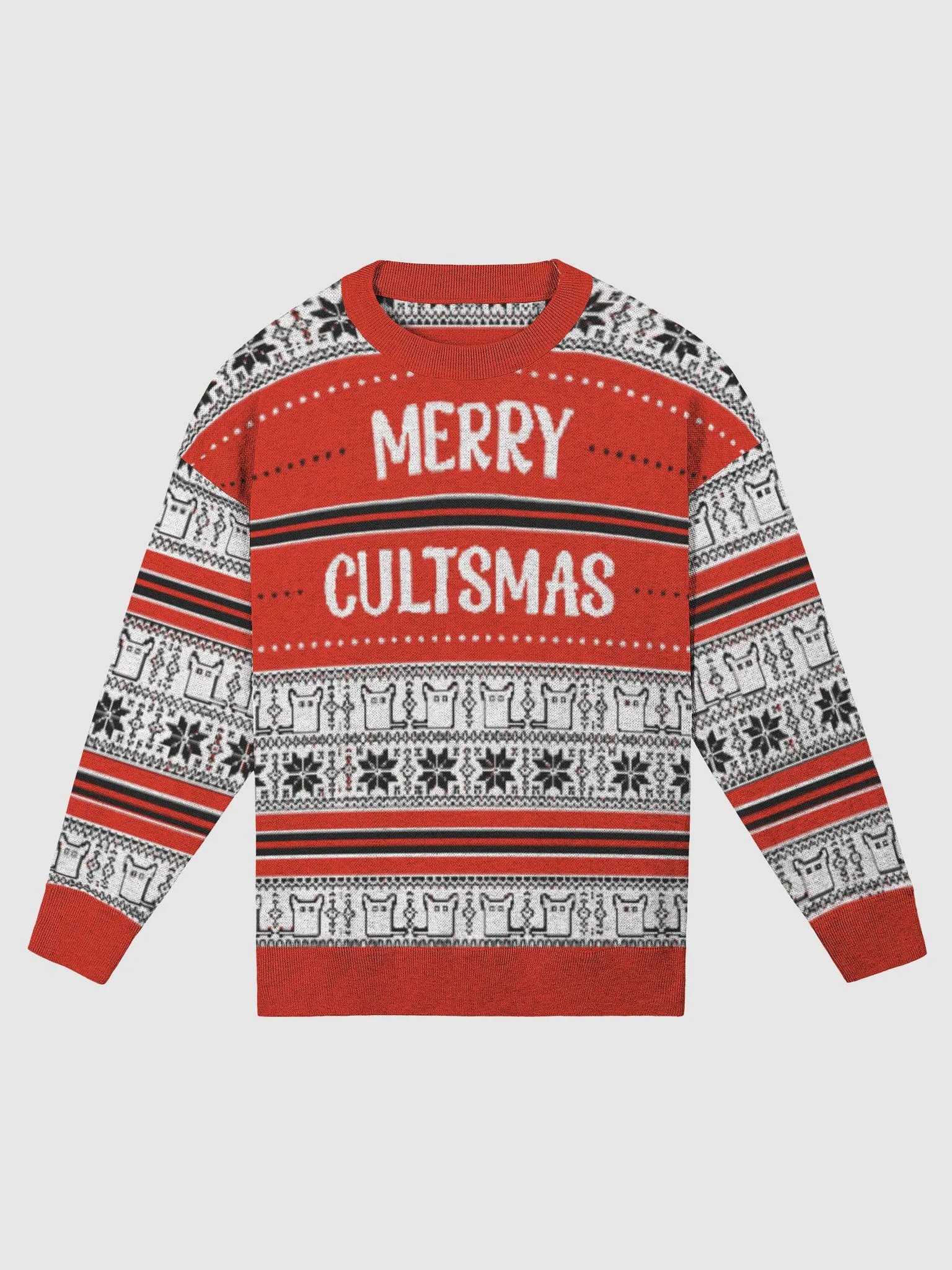 Cultsmas Relaxed Sweater - What's B/W/R All Over product image (1)