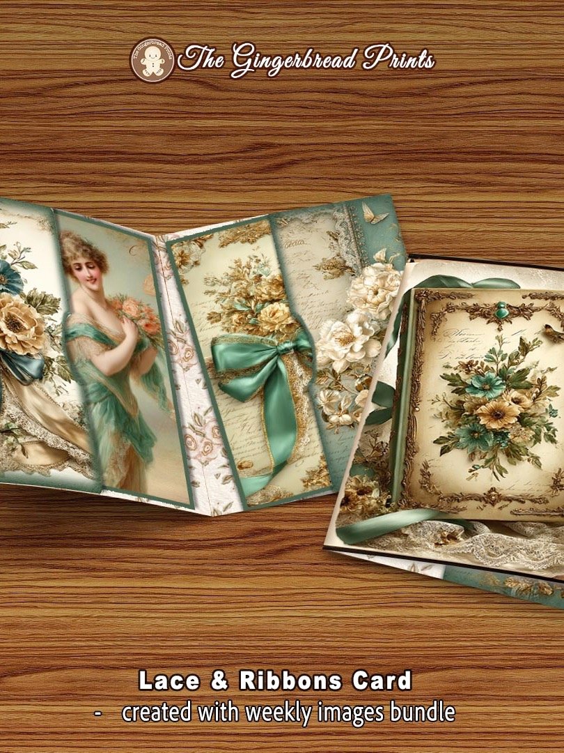 Weekly 100 Images Bundle "Lace & Ribbons" + Mini Journal + Card Digital Download product image (6)