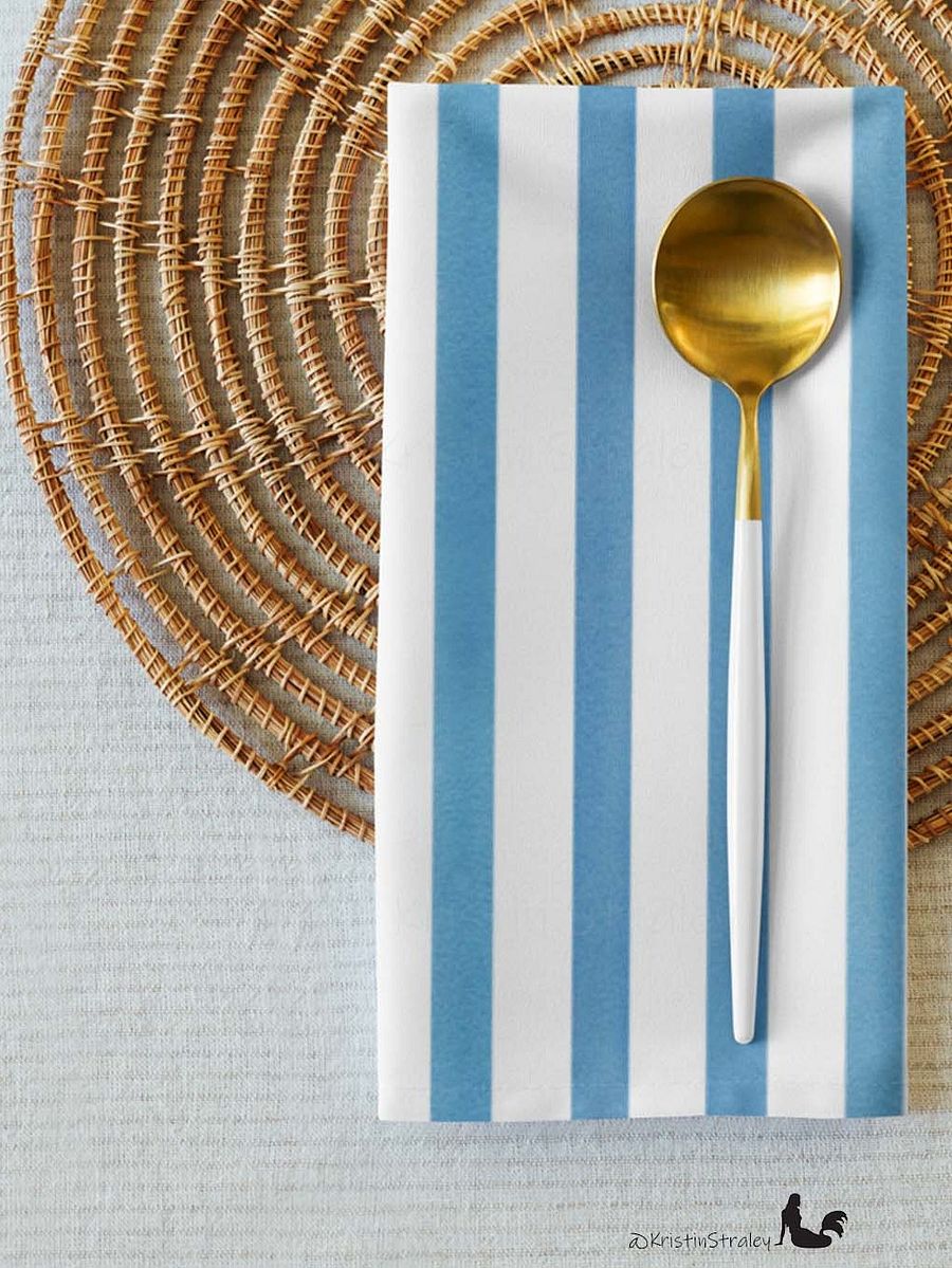 Blue Gingham Set on White Cloth Napkins Set of 4 product image (9)