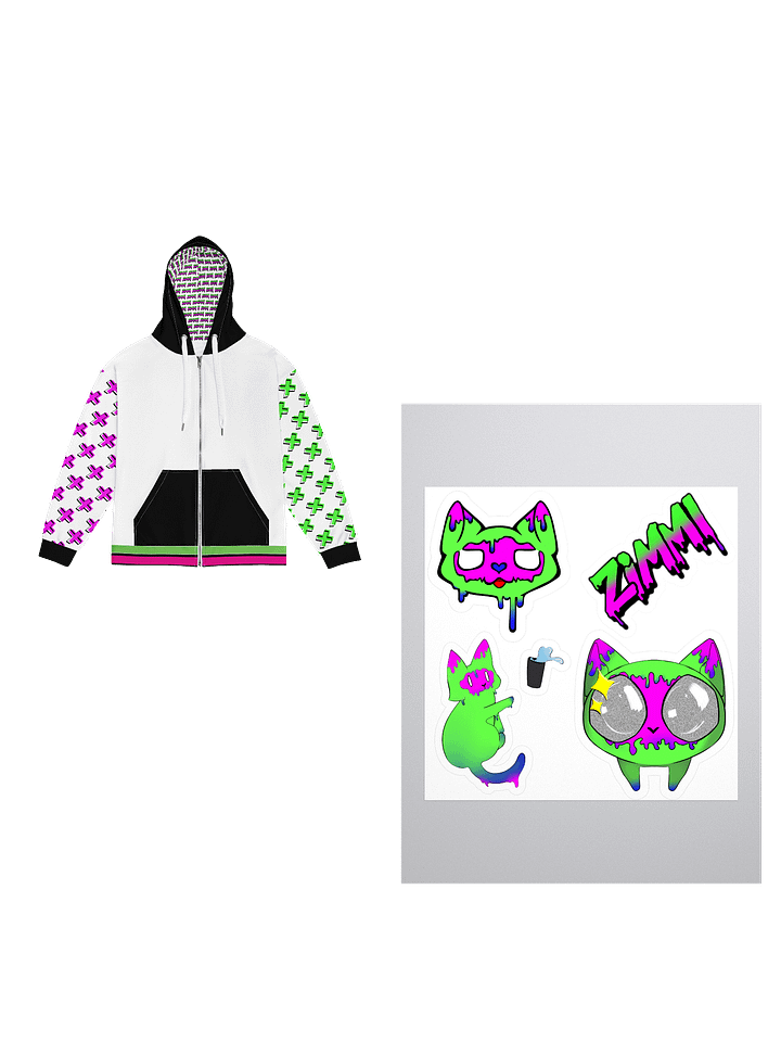 ZIMMI GlitchWave Hoodie (White Out Edition) + Sticker Pack product image (1)