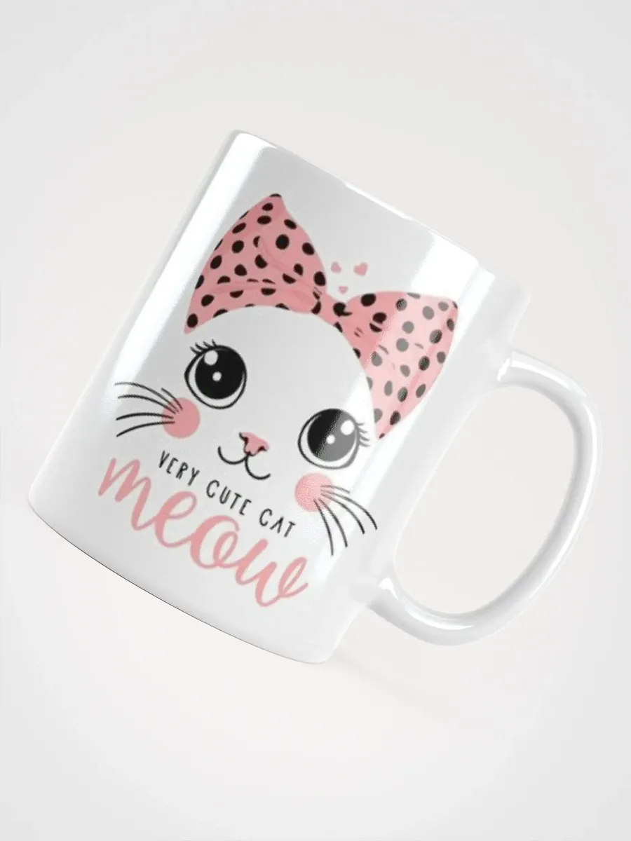 White Glossy Mug Cute Cat product image (4)
