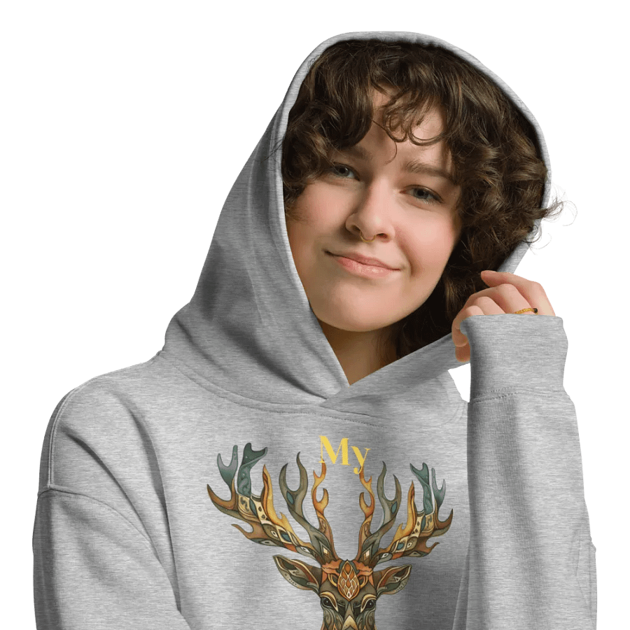 Spirit Animal Deer Head In Folk Art Style Oversized Hoodie product image (9)