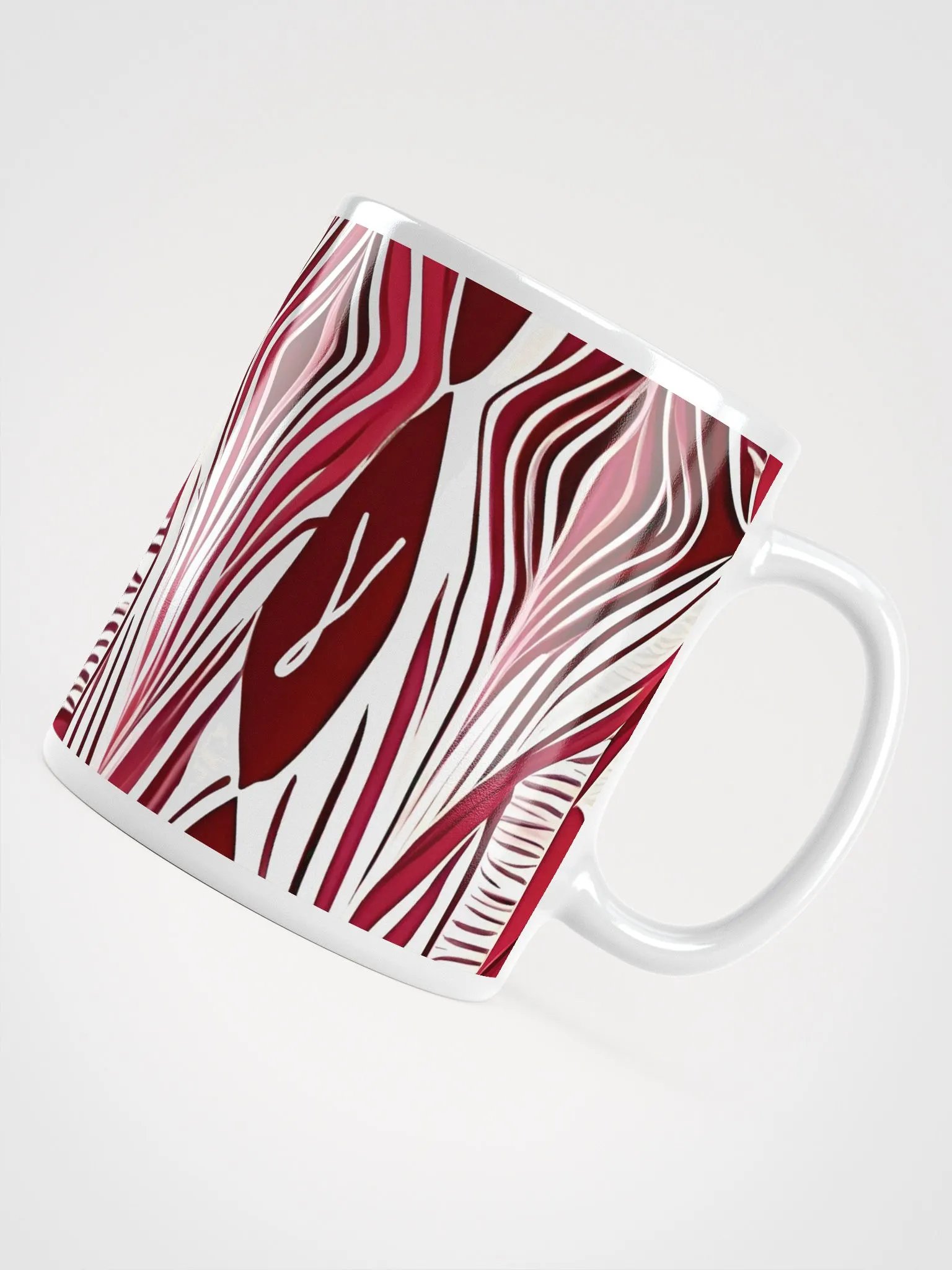 Burgundy & White Abstract Art White Glossy Mug product image (3)
