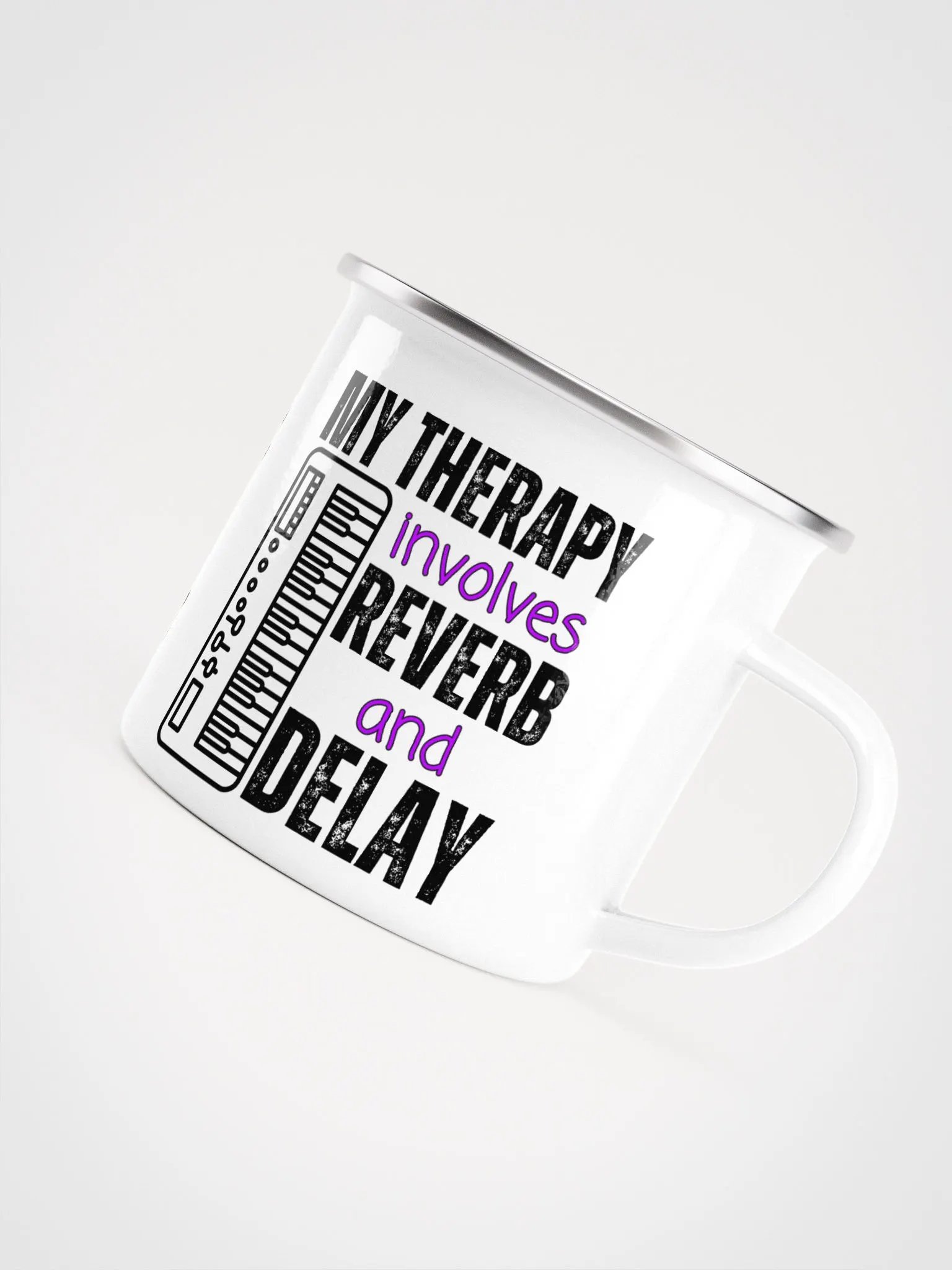 "My Therapy Involves Reverb and Delay" Enamel Coffee Mug product image (5)