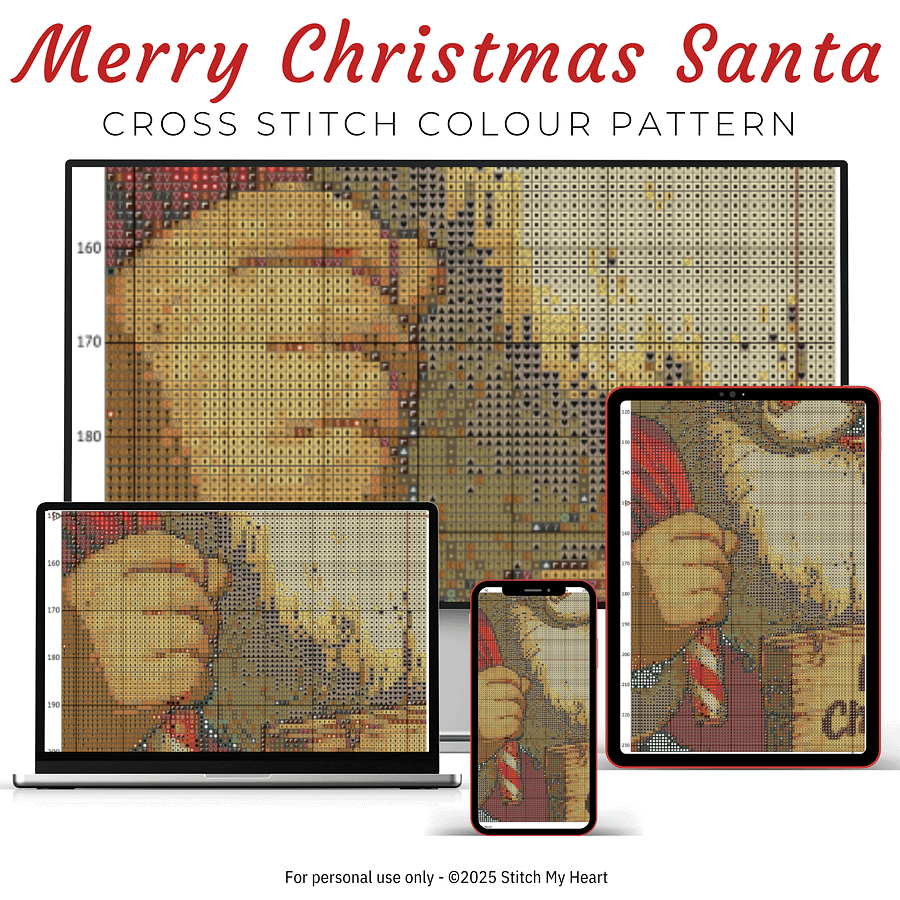 Merry Christmas Santa Claus Cross Stitch Pattern product image (3)