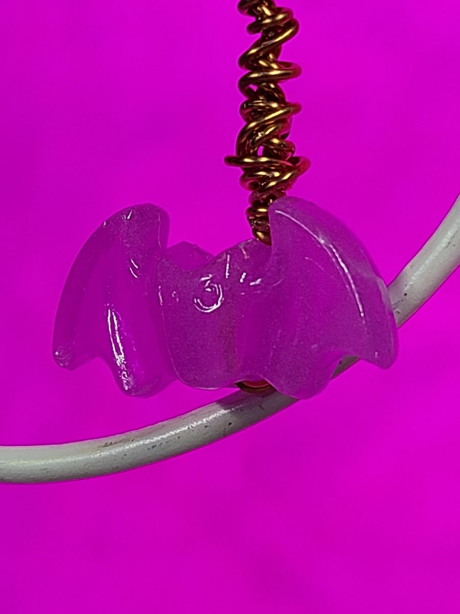 Glow in the Dark Pink Bat wire wrapped Earrings product image (3)