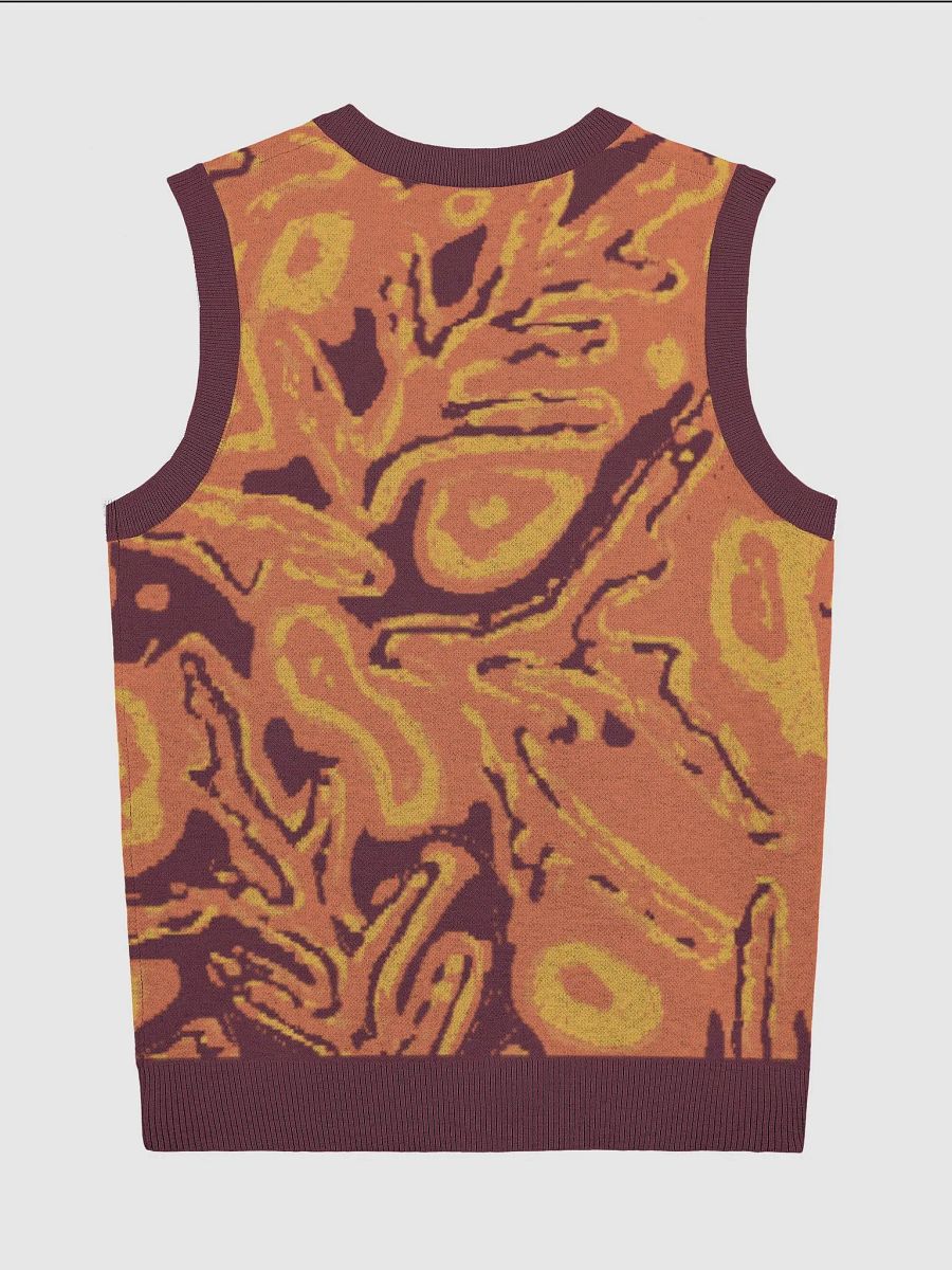 Burgundy Japanese Fiery Abstract Knitted Relaxed Vest product image (6)