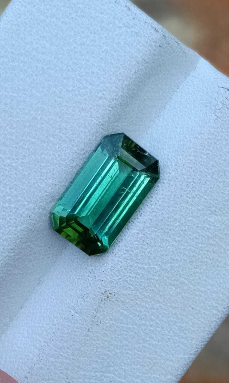 TOURMALINE LOOSE GEMSTONE GREEN COLOR EMERALD CUT FROM AFGHANISTAN, 2.45 CARAT product image (2)