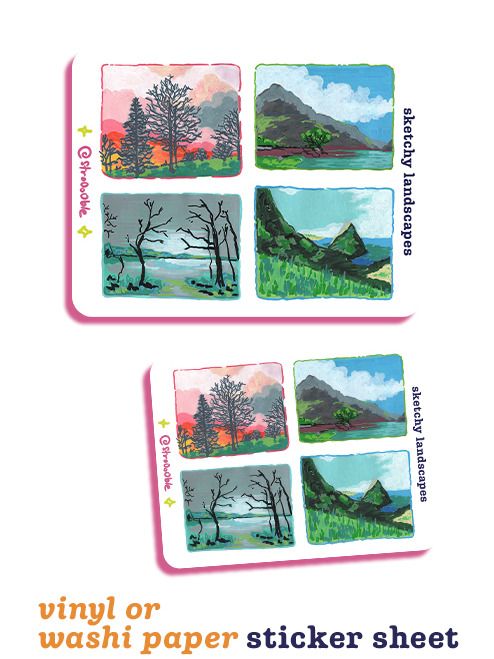 sticker sheet : sketchy landscapes product image (1)