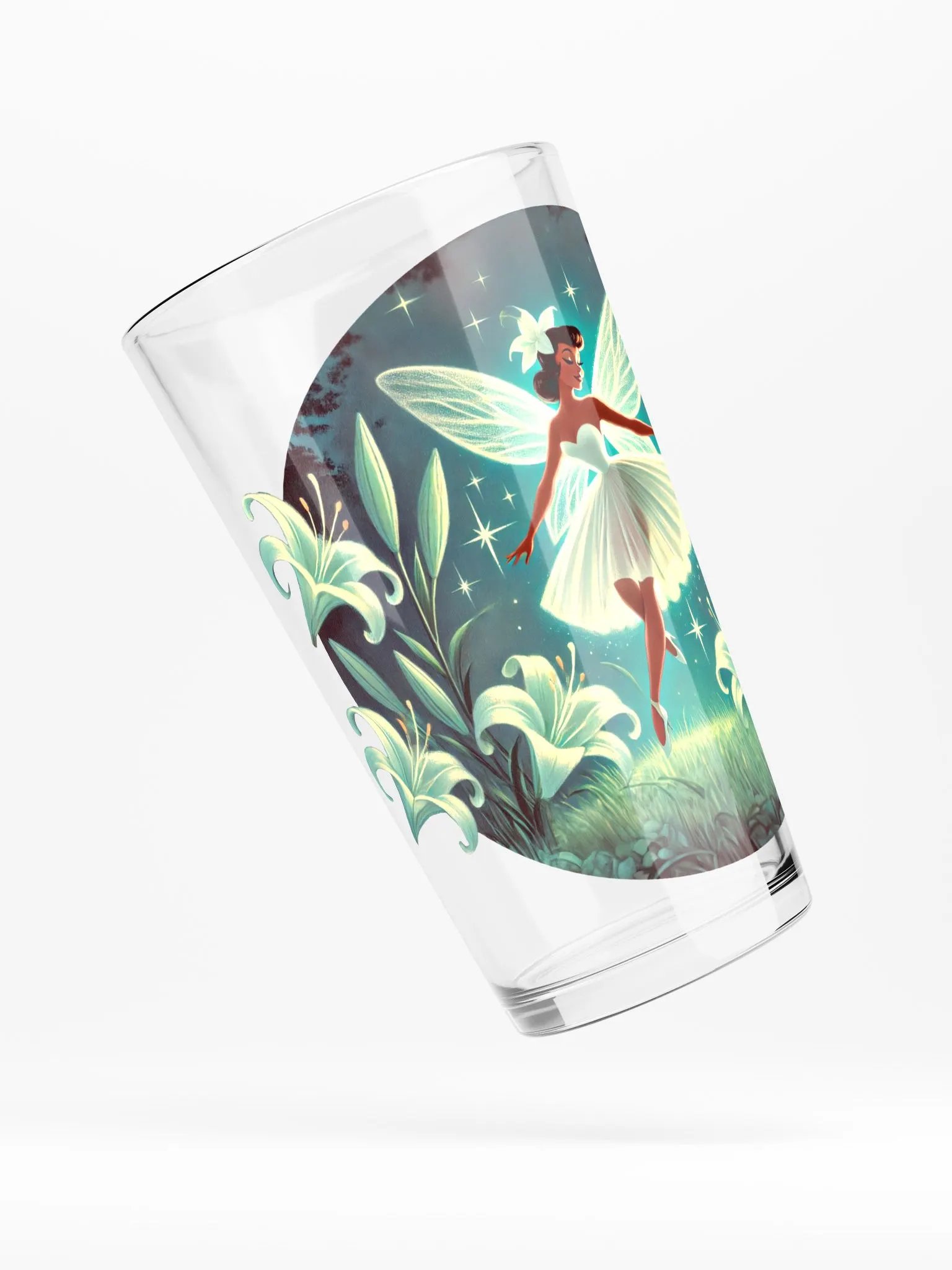 Enchanted Lily Fairy 16 oz Glass -Fairytale Glassware product image (4)