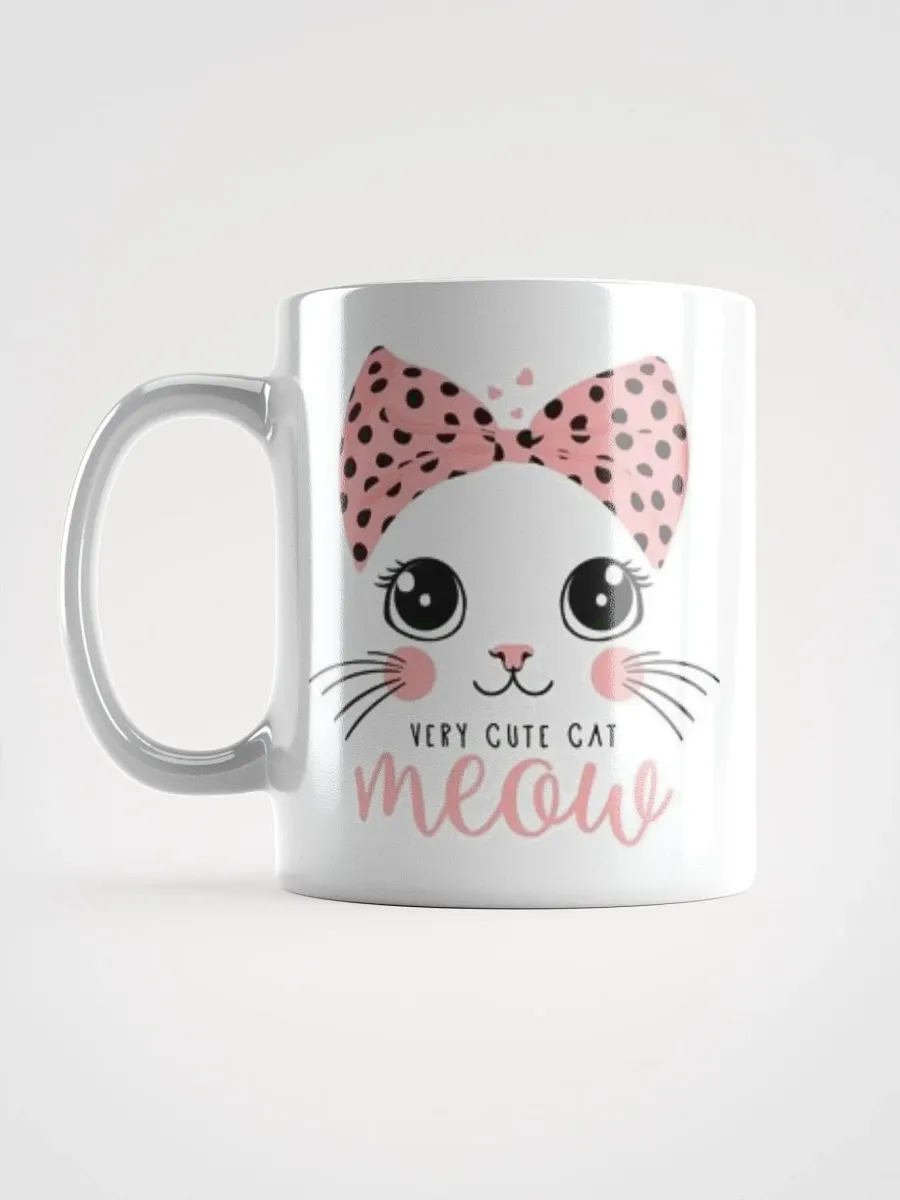 White Glossy Mug Cute Cat product image (6)