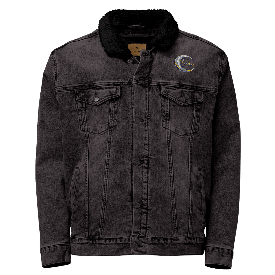 Luna Unisex Sherpa Denim Jacket - Black & Light Denim, Celestial Design, Heavyweight product image (1)
